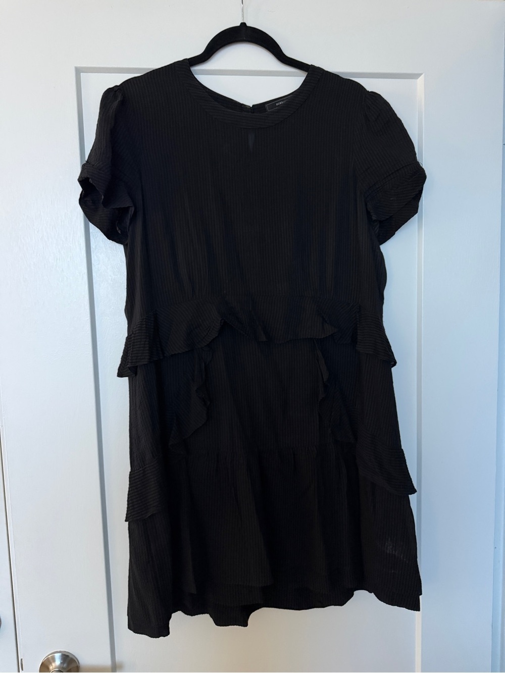 BCBGMaxAzria Black Ruffle Tiered Mini Dress